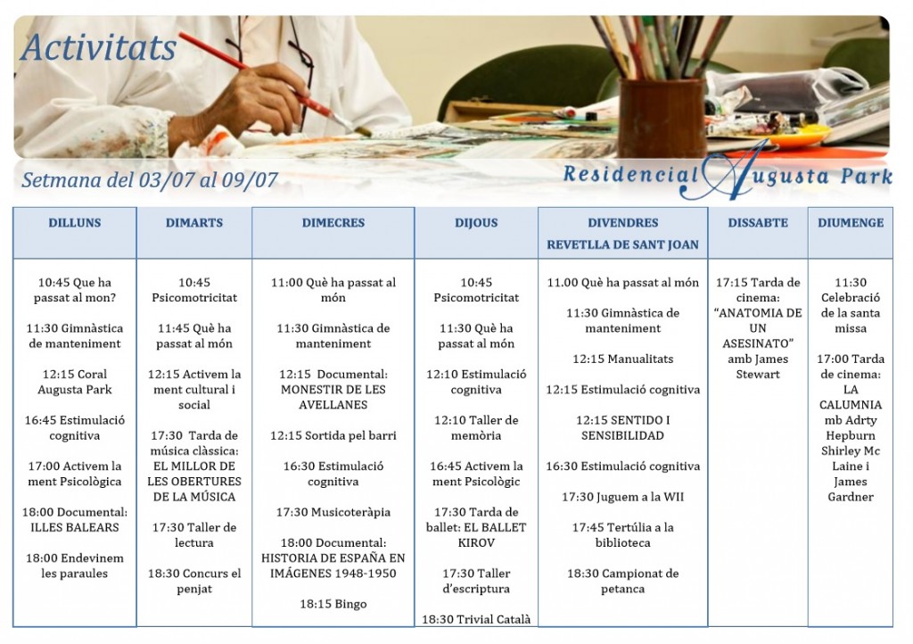 Activitats A 3 juliol